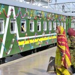 A view of decorated train at Rawalpindi Railway Station