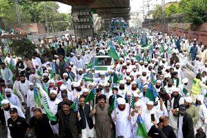 Punjab Governor Sardar Saleem Haider leads while a large number of people participate in a religious procession to celebrate Eid-e-Milad-un-Nabi(S.A.AW), which commemorates the birth anniversary of Prophet Muhammad(PBUH)