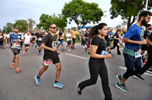 A large number of participants take part in the 5 KM Race Series organized by Islamabad Running Club at Jinnah Sports Complex.