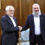 Federal Minister for Commerce Jam Kamal Khan shakes hand with Iran’s First Vice President Mohammad-Reza Aref in Tehran ahead of talks on enhancing bilateral trade and economic cooperation