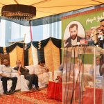 Federal Minister for Health Syed Mustafa Kamal addresses the inauguration of the polio eradication programme at Baldia Town