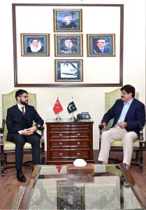 Sindh Chief Minister Syed Murad Ali Shah meets with the newly appointed Consul General of Turkiye, Mr. Ergul Kadak, during a courtesy call at CM House
