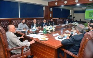 Chairperson IPO Pakistan, Ambassador (R) Farukh Amil, addresses the launch event of the Intellectual Property Rights Enforcement Complaint Management System at the IPO office.