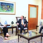 Ms. Pernille Ironside, UNICEF Representative in Pakistan, called on Senator Muhammad Aurangzeb, Federal Minister for Finance and Revenue, at the Finance Division