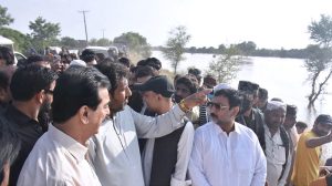 Chairman Senate Syed Yousuf Raza Gilani reviewing the flood situation in Multan