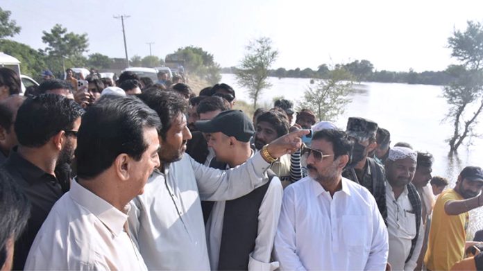 Chairman Senate Syed Yousuf Raza Gilani reviewing the flood situation in Multan
