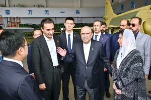 President Asif Ali Zardari, accompanied by First Lady Aseefa Bhutto Zardari and Chairman Pakistan Peoples Party Bilawal Bhutto Zardari, visited the Aviation Industry Corporation of China (AVIC), China’s flagship aerospace and defence conglomerate.