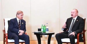 Prime Minister Muhammad Shehbaz Sharif meets with President of Azerbaijan H.E. IIlham Aliyev on the sidelines of the SCO Council of Heads of State.