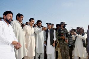 Chairman Senate Syed Yousuf Raza Gilani reviewing the flood situation in Multan