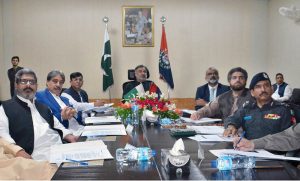 Inspectors General of Pakistan Railway Police, Muhammad Tahir Rai briefing the Senate Standing Committee on Railways during their visit to the Pakistan Railways Police Academy at Walton