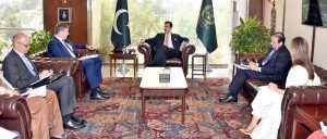 Chairman Senate, Syed Yousaf Raza Gilani, in a meeting with Mr. Raimundas Karoblis, Ambassador of European Union (EU) to Pakistan, at Parliament House.