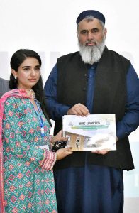 Vice chancellor of LUMHS Prof. Ikram Din Ujjan distributing certificate among participants during four day “Medical Undergraduate Research Conference at Liaquat university of Medical health & science Jamshoro.