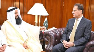 Member of the Shura Council/ Deputy Head of Legislative and Legal Affairs Committee of Shura Council of the Kingdom of Bahrain Dr. Adel Abdulrahman Al-Muawda called on Speaker National Assembly Sardar Ayaz Sadiq at Parliament House.