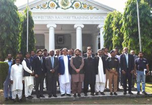 Inspectors General of Pakistan Railway Police, Muhammad Tahir Rai briefing the Senate Standing Committee on Railways during their visit to the Pakistan Railways Police Academy at Walton