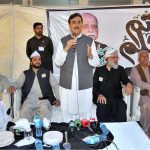 Chairman Senate Syed Yousaf Raza Gillani addressing during Chehlum ceremony of his cousin, former MNA Syed Tanveer-ul-Hassan Gillani, at Islamia Kindergarten School