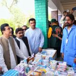 Acting President Syed Yousuf Raza Gilani visiting a medical camp in the flood-affected area