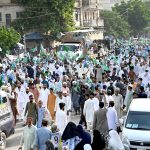 The main procession of 12 Rabi ul Awwal, commemoration of the birth anniversary of Prophet Mohammed SAAW passing through M.A Jinnah