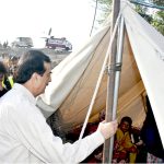 Chairman Senate Syed Yousuf Raza Gilani inspects relief camps for flood-affected people in Multan