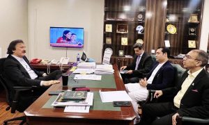 President of Mirpur Chamber of Commerce and Industry called on Special Assistant to the Prime Minister for Industries and Production Haroon Akhtar Khan in Ministry of Industries and Production.