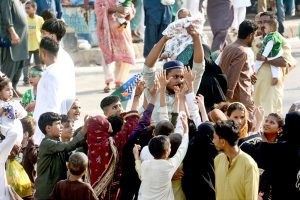 The main procession of 12 Rabi ul Awwal, commemoration of the birth anniversary of Prophet Mohammed SAAW passing through M.A Jinnah