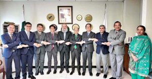 Federal Minister for Commerce Jam Kamal Khan with Ambassadors of ASEAN member states, standing hand-in-hand - symbolizing unity, partnership and a shared commitment to stronger trade and economic ties.