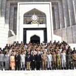 Chief Justice of Pakistan, Mr. Justice Yahya Afridi, in a group photo with the delegation of the National Security & War Course 2026 from the National Defence University (NDU), at the Supreme Court of Pakistan