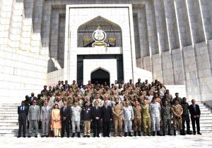 Chief Justice of Pakistan, Mr. Justice Yahya Afridi, in a group photo with the delegation of the National Security & War Course 2026 from the National Defence University (NDU), at the Supreme Court of Pakistan