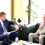 The Ambassador of the European Union to Pakistan, Raimundas Karoblis, called on Federal Minister for Law, Justice and Human Rights, Senator Azam Nazeer Tarar, at his office