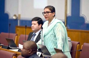 Senator Qurat-ul-Ain Marri delivering the National Delegation Statement at the Women Political Leaders Summit in Podgorica, Montenegro.