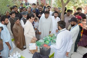 Chairman Senate Syed Yousuf Raza Gilani inspecting medical facilities at flood relief camps established in Multan