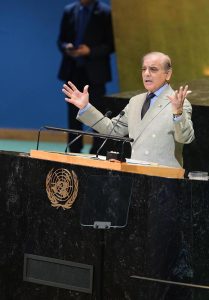Prime Minister Muhammad Shehbaz Sharif addresses the 80th Session of the United Nations General Assembly.