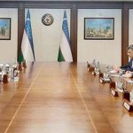 Special Assistant to the Prime Minister on Industries and Production, Haroon Akhtar Khan meets with Prime Minister of Uzbekistan, Abdullah Aripov.