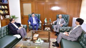 Federal Minister for National Food Security & Research, Rana Tanveer Hussain, meeting with the Ambassador of Syria to Pakistan, Dr. Ramez Alraee at his office