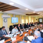 Federal Minister for Finance and Revenue, Senator Muhammad Aurangzeb, chairing a meeting of the Spectrum Advisory Committee at the Finance Division.