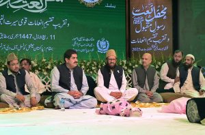 Federal Minister for Religious Affairs and Interfaith Harmony, Sardar Muhammad Yousaf participates in Mehfi-e-Naat-e-Rasool (SAW) organized by Ministry of Religious Affairs with collaboration of Pakistan National Council of Arts at PNCA