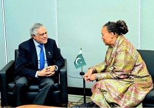 Deputy Prime Minister and Foreign Minister, Senator Muhammad Ishaq Dar met with former Commonwealth SG Patricia Scotland, on the margins of 80th UNGA session.