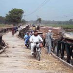 A bridge connecting Sialkot and Bajwat in the Line of Control area was destroyed by floodwaters. The government has constructed a temporary bridge to facilitate more than 85 villages in the Bajwat area.