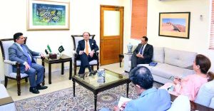Dr. Ramez Alraee, Ambassador of the Syrian Arab Republic to Pakistan, called on Federal Minister for Finance and Revenue, Senator Muhammad Aurangzeb, at the Finance Division