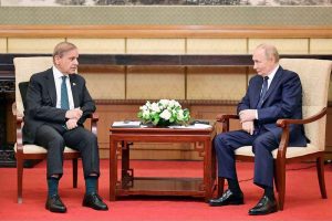 Prime Minister Muhammad Shehbaz Sharif meets with President of Russian Federation Vladimir Putin.