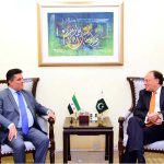 Federal Minister for Finance and Revenue, Senator Muhammad Aurangzeb, in a meeting with Dr. Ramez Alraee, Ambassador of the Syrian Arab Republic to Pakistan, at the Finance Division