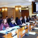 Federal Minister for Finance and Revenue, Senator Muhammad Aurangzeb virtually chairing a meeting of the Economic Coordination Committee (ECC) of the Cabinet held at Finance Division