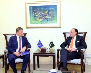 Raimundas Karoblis, the newly appointed Ambassador of the European Union to Pakistan, called on Federal Minister for Finance and Revenue, Senator Muhammad Aurangzeb, at the Finance Division