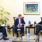 Federal Minister for Finance and Revenue, Senator Muhammad Aurangzeb, meeting with Raimundas Karoblis, the newly appointed Ambassador of the European Union to Pakistan, at the Finance Division