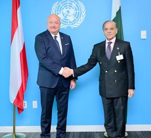 Prime Minister Muhammad Shehbaz Sharif meets Federal Chancellor of the Republic of Austria, H.E. Christian Stocker on the sidelines of 80th session of United Nations General Assembly.