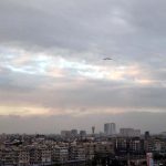 A beautiful view of cloudy weather during sunset after three days of heavy rainfall in the city