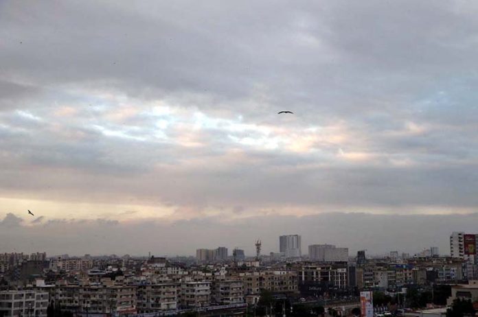 A beautiful view of cloudy weather during sunset after three days of heavy rainfall in the city