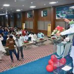 Provincial Minister for Minority Affairs, Sardar Ramesh Singh Arora, addressing during a ceremony to distribute educational scholarship cheques to minority students at DPS (DMC Hall)