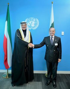 Prime Minister Muhammad Shehbaz Sharif, meets His Highness Sheikh Sabah Al-Khaled Al-Hamad Al-Mubarak Al-Sabah, Crown Prince of the State of Kuwait on the sidelines of 80th Session of UNGA.