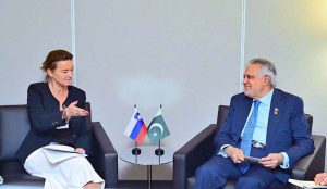 Deputy Prime Minister and Foreign Minister Senator Mohammad Ishaq Dar held a bilateral meeting with Slovenian Deputy Prime Minister and Foreign Minister Tanja Fajon, on the sidelines of the 80th UNGA session