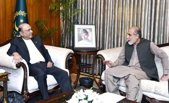 Federal Minister for Science & Technology, Mr. Khalid Hussain Magsi, calling on President Asif Ali Zardari at Aiwan-e-Sadr